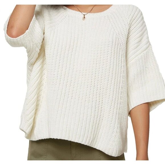 H&M Ivory/Cream Knit Pullover Sweater 3/4 Length Sleeves Loose Chunky Sweater - Picture 1 of 9